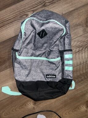 adidas Heather Gray Backpack with Mint Accents